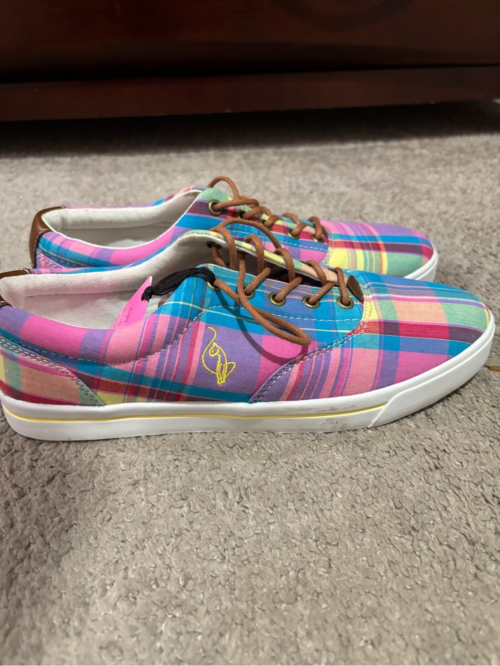 Baby Phat Plaid Low-Top Sneakers in Pink, Blue, Yellow